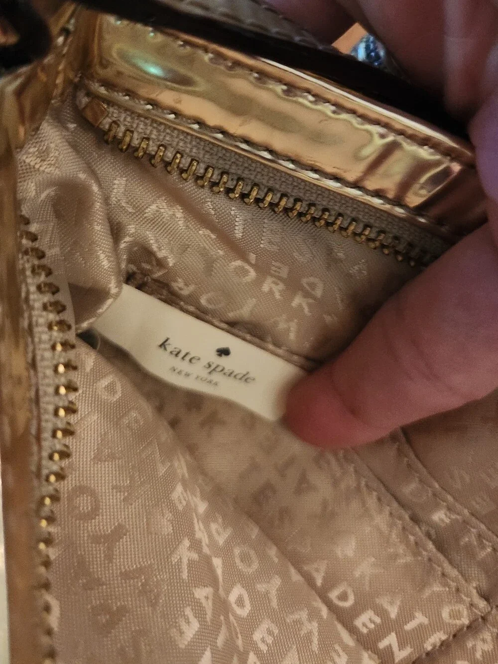 Kate Spade Camelia Street Metallic Gold Bow Polka Dot Crossbody Bag Y2k
